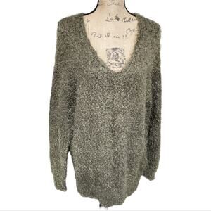 Staccato OVERSIZED Moss Green Eyelash Super Soft Cozy Sweater Size Large 2X new!
